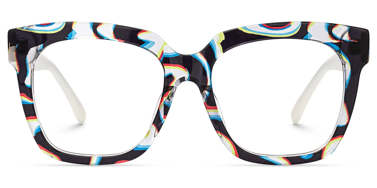 Martha - Square Multicolor Eyeglasses sold by Vooglam