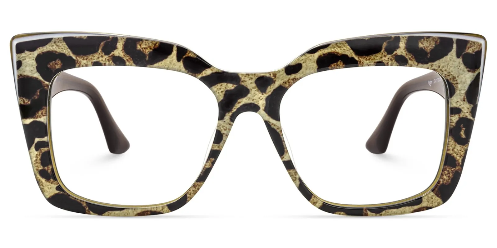 Reina - Bold Cheetah Print Square Frame Glasses sold by Vooglam