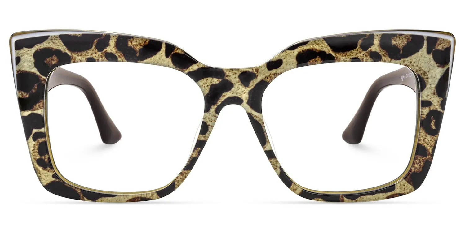 Reina - Bold Cheetah Print Square Frame Glasses sold by Vooglam product image thumbnail 2