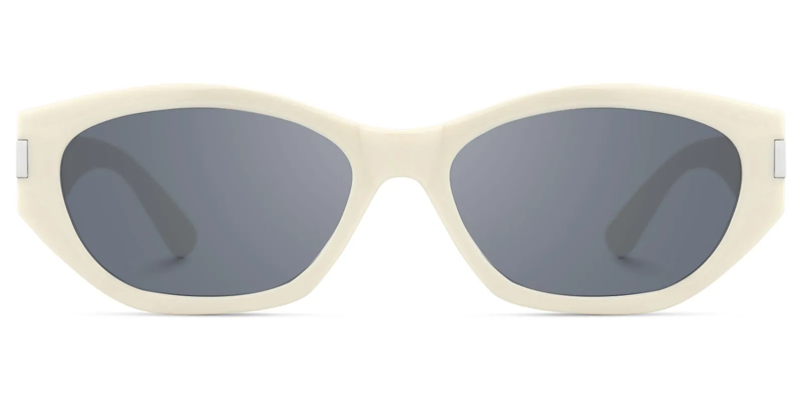 Reign - Geometric White Sunglasses sold by Vooglam