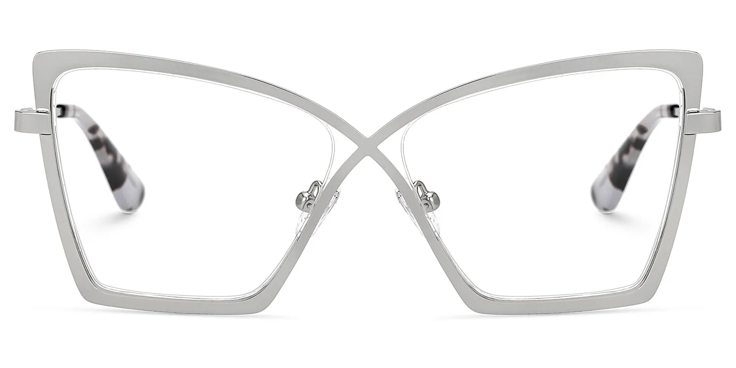 Felicja - Butterfly Silver Eyeglasses sold by Vooglam