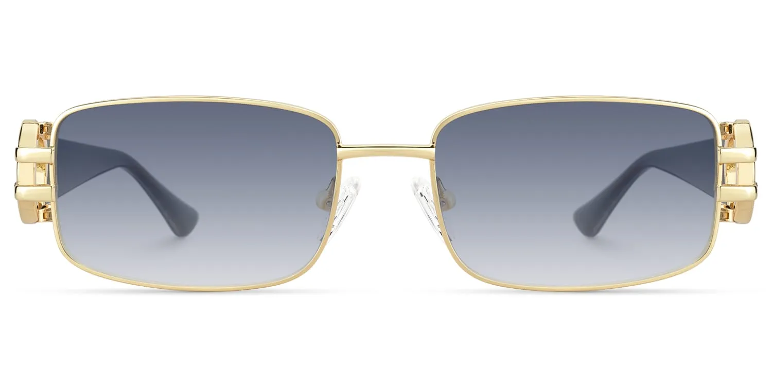 Aurae - Rectangle Gold Sunglasses sold by Vooglam