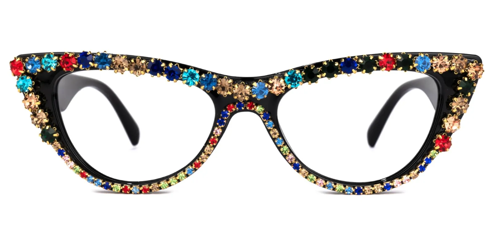 Cathleen - Cat Eye Black Glitter Eyeglasses sold by Vooglam