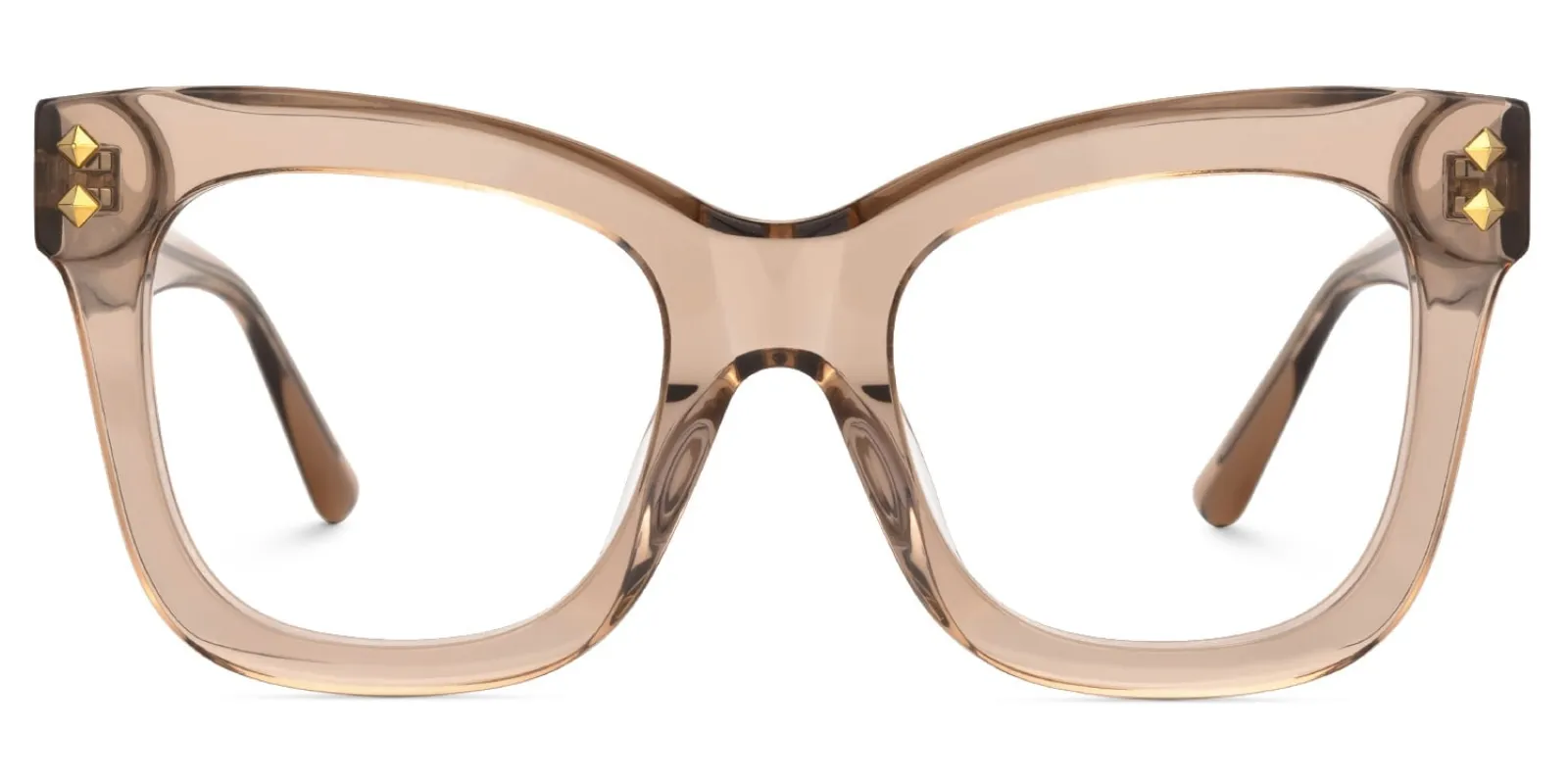 Faustyna - Square Champagne Eyeglasses sold by Vooglam