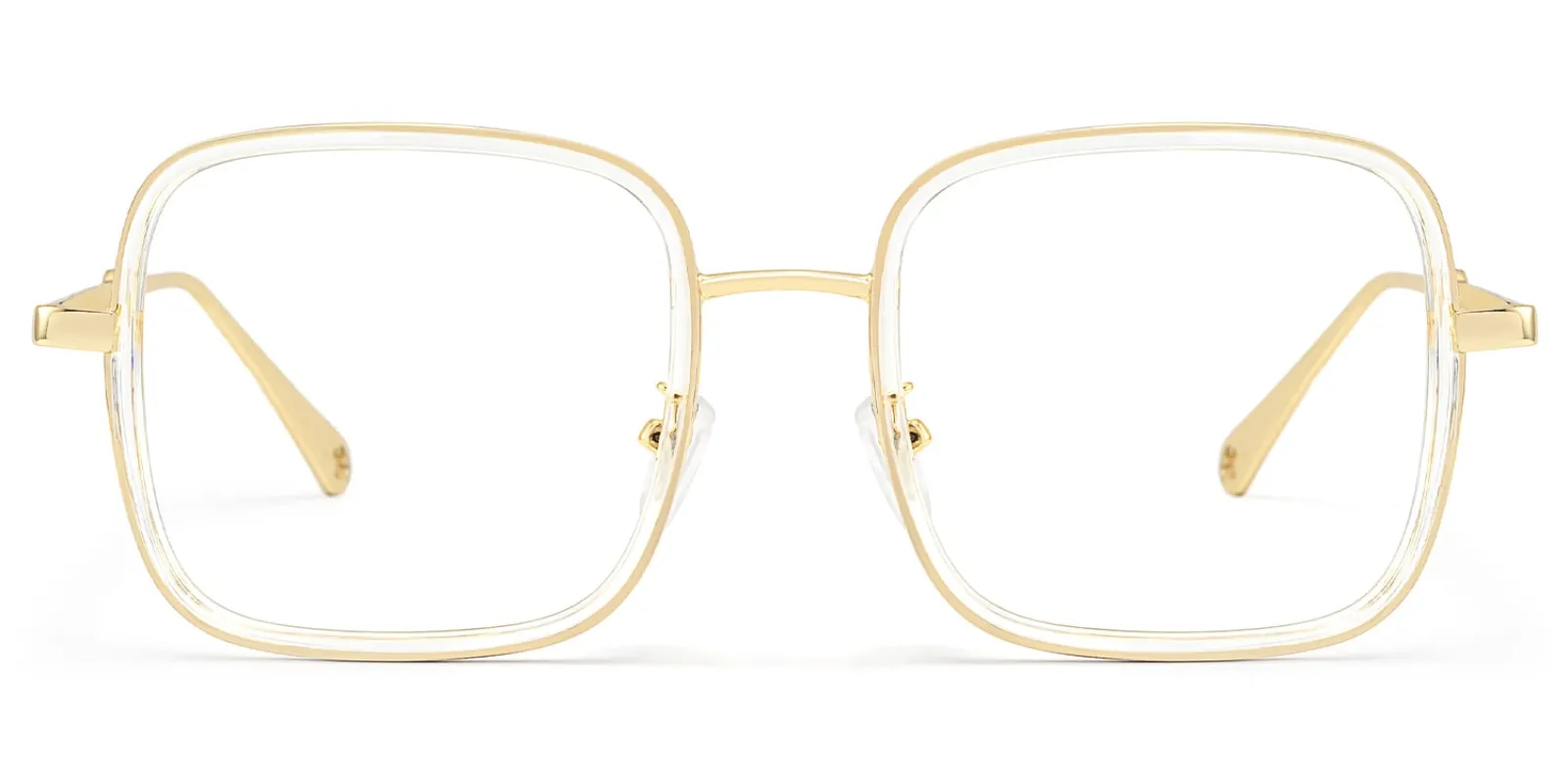 Jace - Clear Square Designer Glasses Gold Temples sold by Vooglam