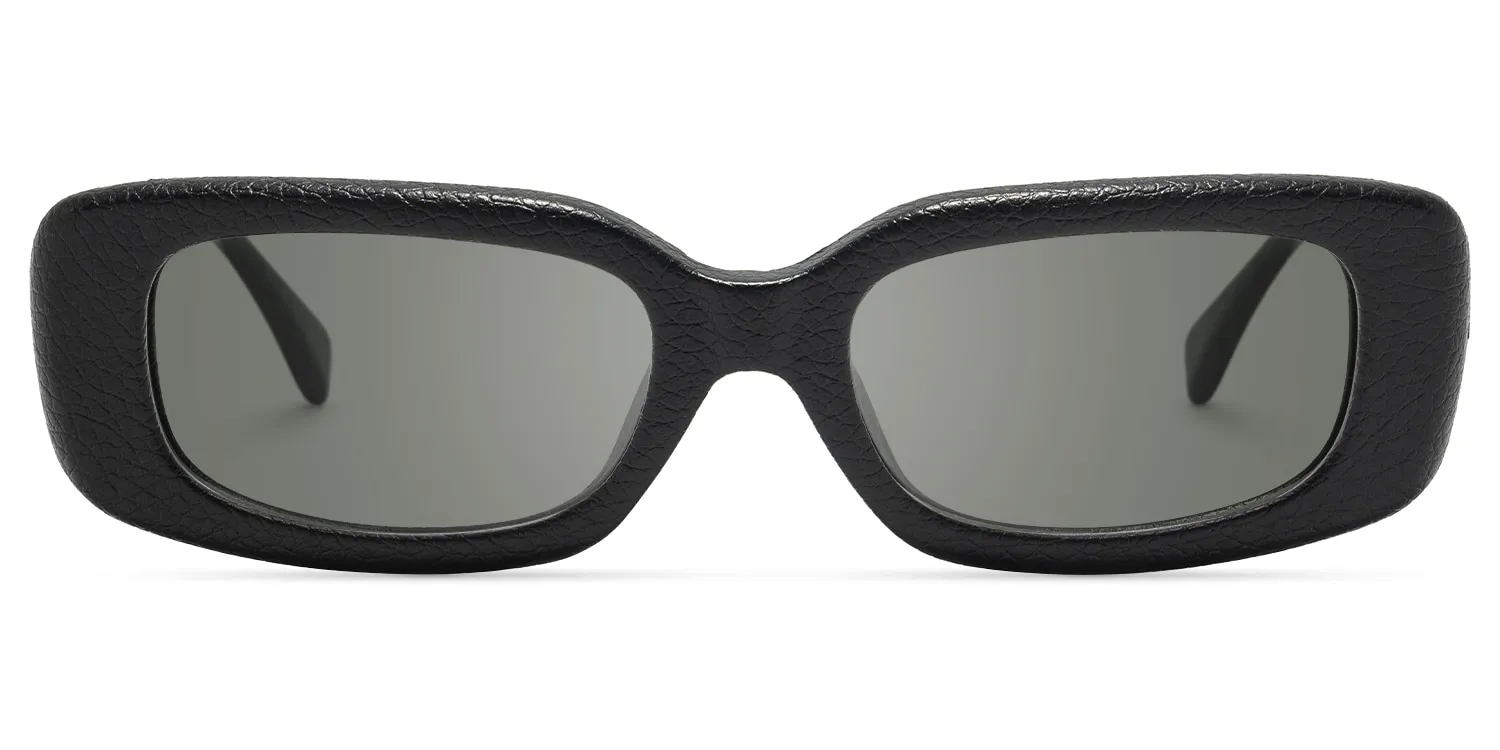 HideShades - Rectangle Black Sunglasses sold by Vooglam