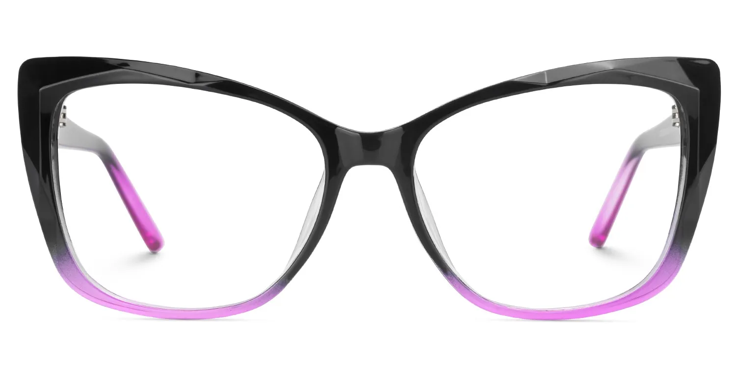 Raquel - Chic Black & Purple Faceted Frame Glasses sold by Vooglam product image thumbnail 2