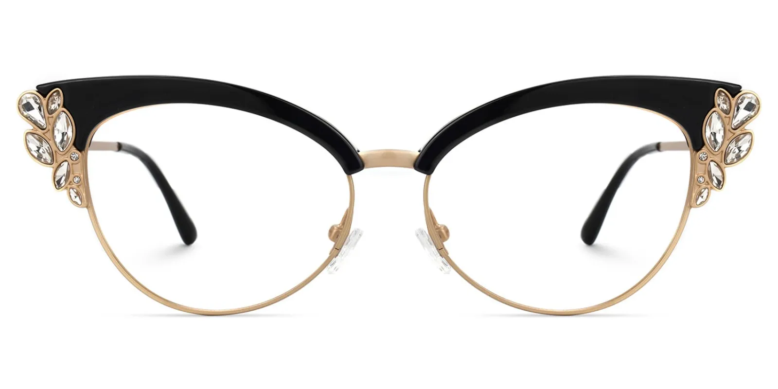 Portia Rhinestone Browline Cat Eye Glasses for Women sold by Vooglam