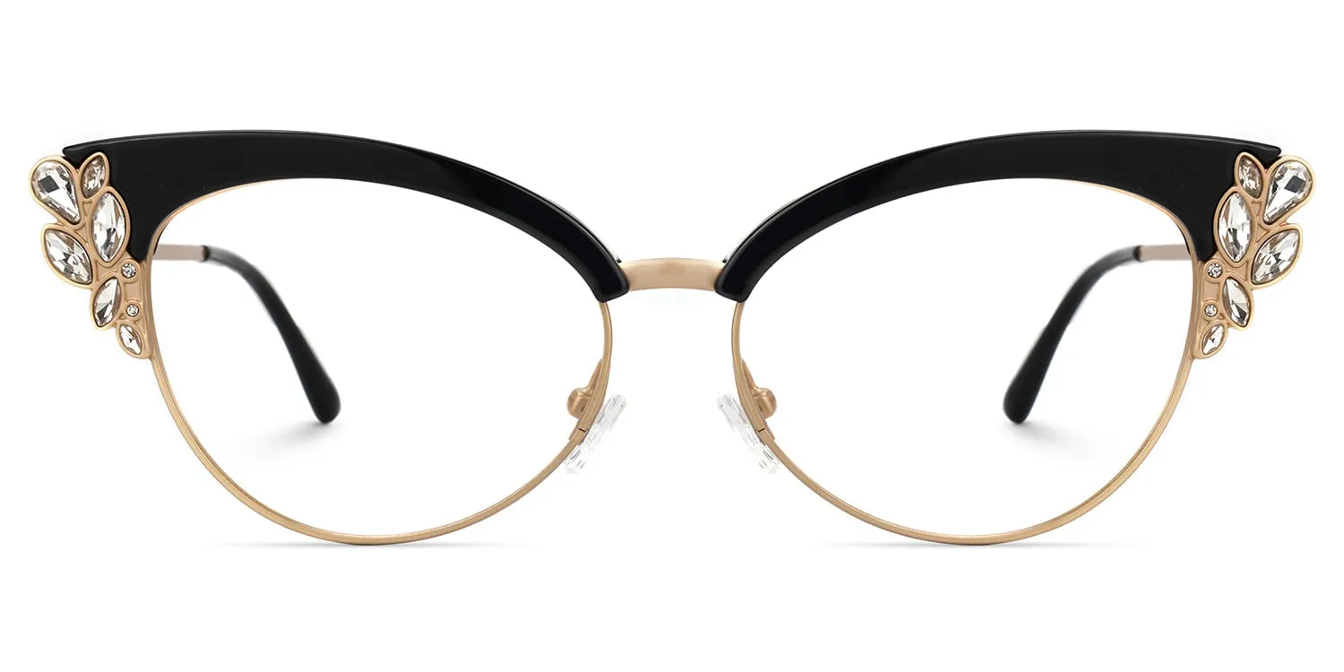 Portia Rhinestone Browline Cat Eye Glasses for Women sold by Vooglam product image thumbnail 2