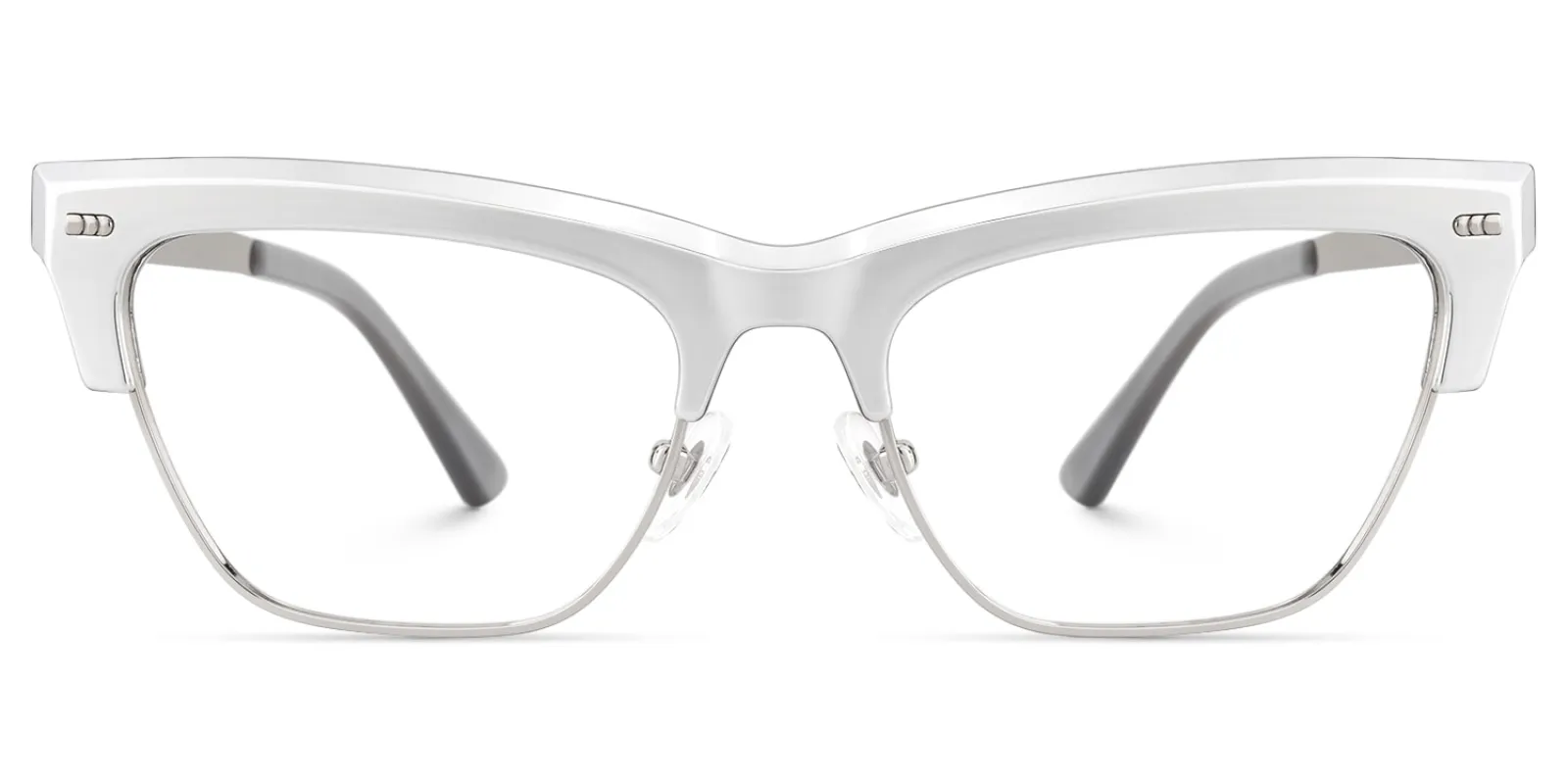 Gabriella - Cat Eye Silver Eyeglasses made by Vooglam