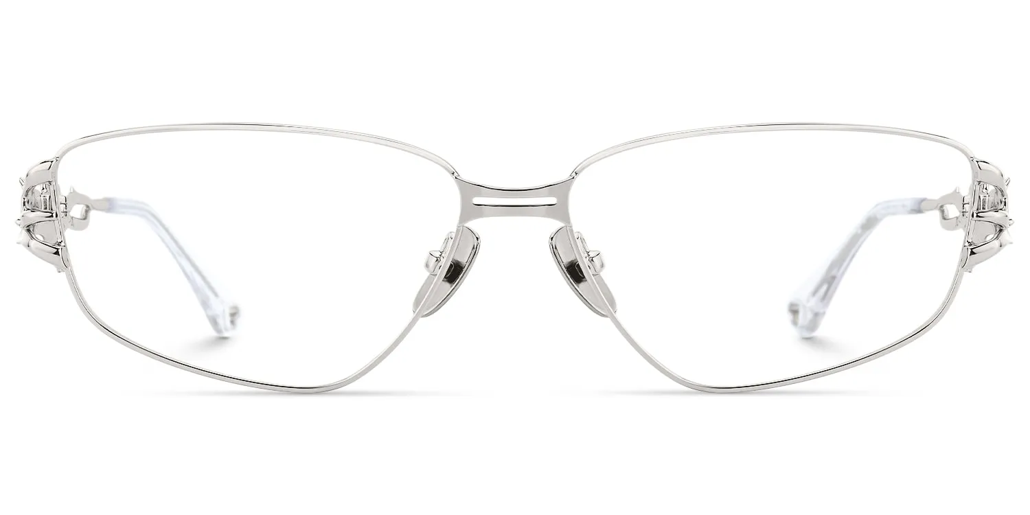 Spine - Geometric Silver Eyeglasses sold by Vooglam
