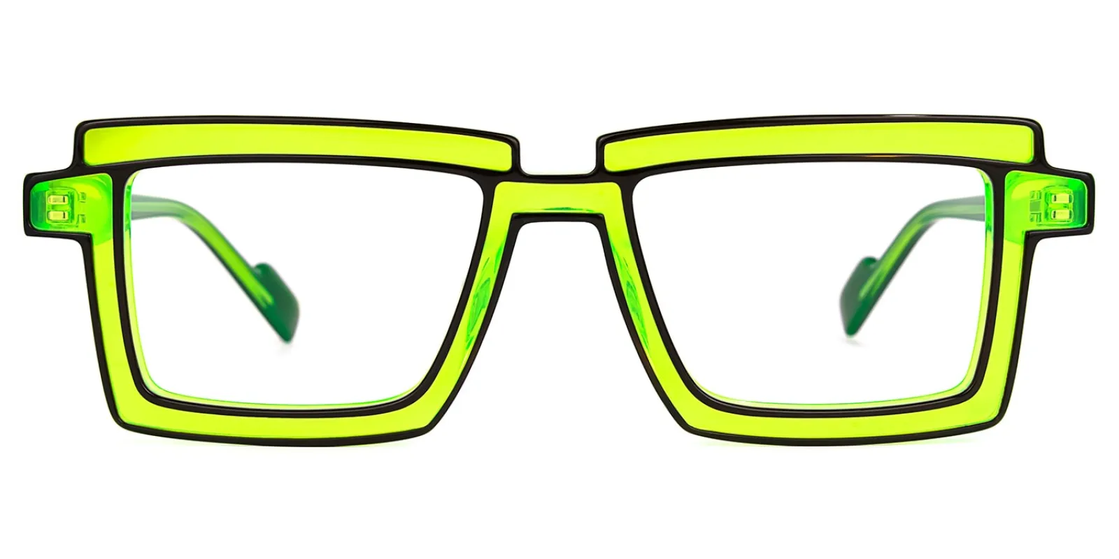 Joselyn - Rectangle Neon Green Funky Glasses sold by Vooglam