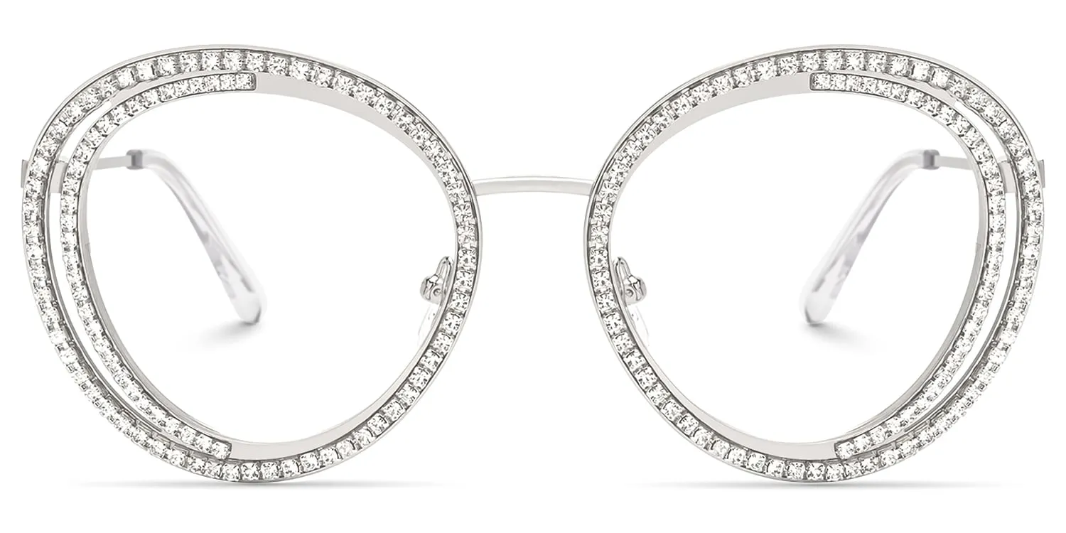 Hafiz - Round Silver Eyeglasses sold by Vooglam