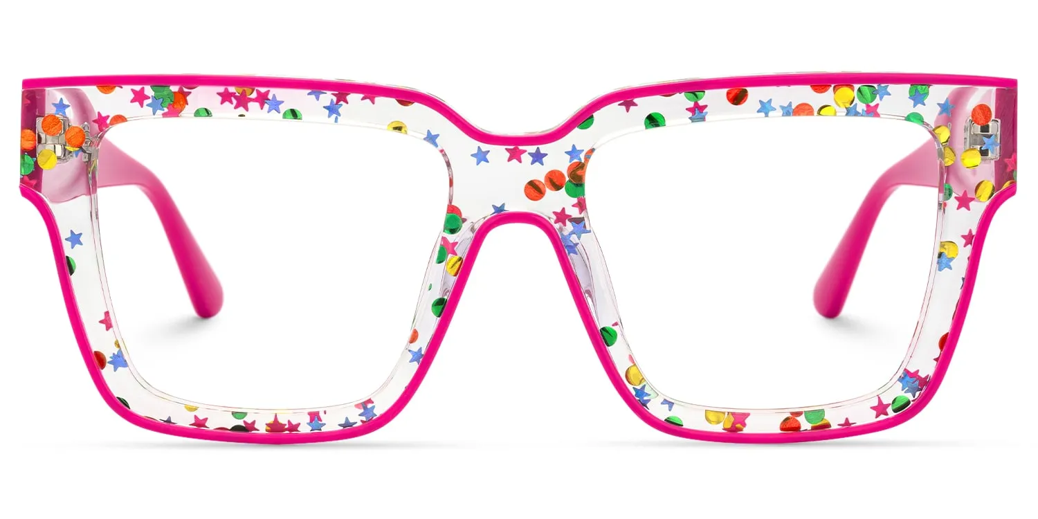 Naiya - Square Pink Eyeglasses sold by Vooglam