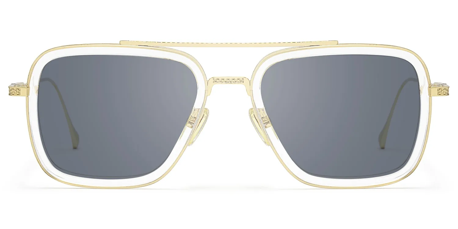 Alvira - Clear Aviator Sunglasses Gold Frame sold by Vooglam