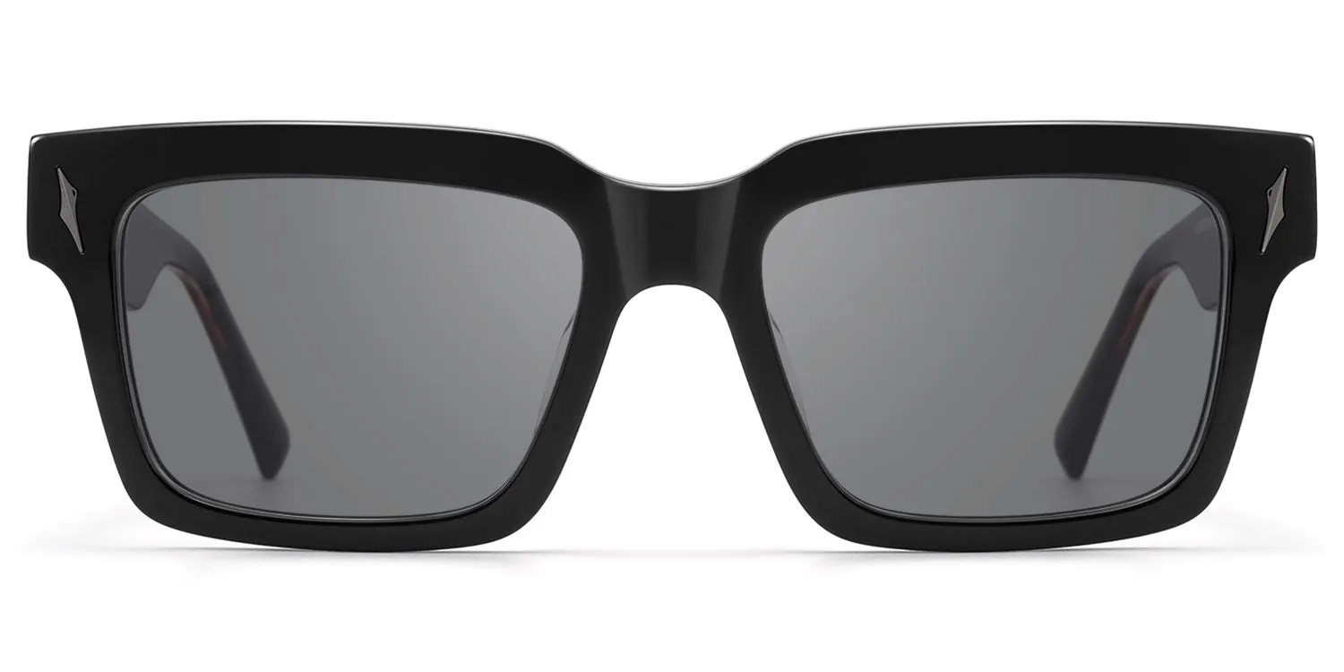 Razor - Rectangle Black Sunglasses sold by Vooglam