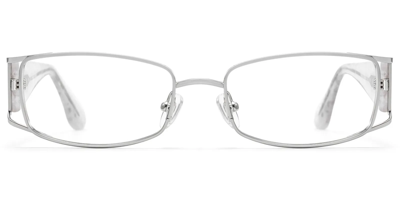 Wren - Rectangle Silver Eyeglasses made by Vooglam