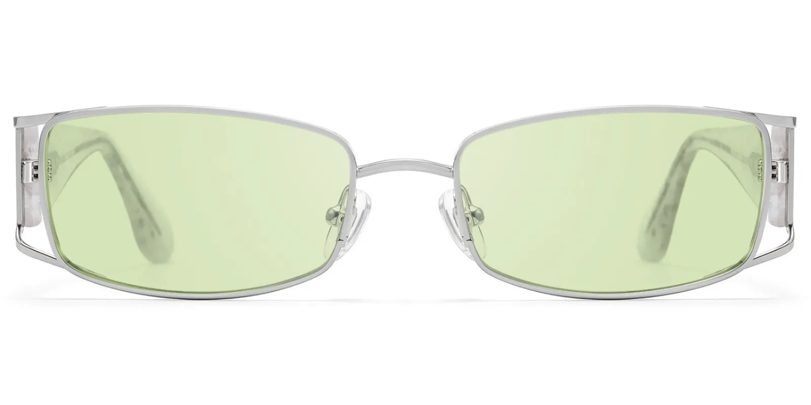 Wren - Rectangle Silver Sunglasses made by Vooglam