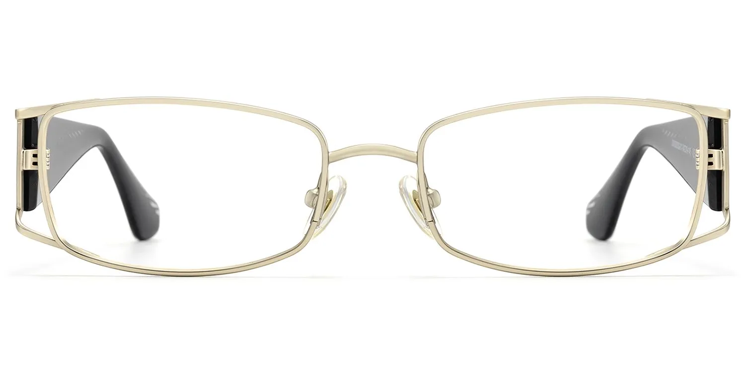 Wren - Rectangle Gold Eyeglasses sold by Vooglam