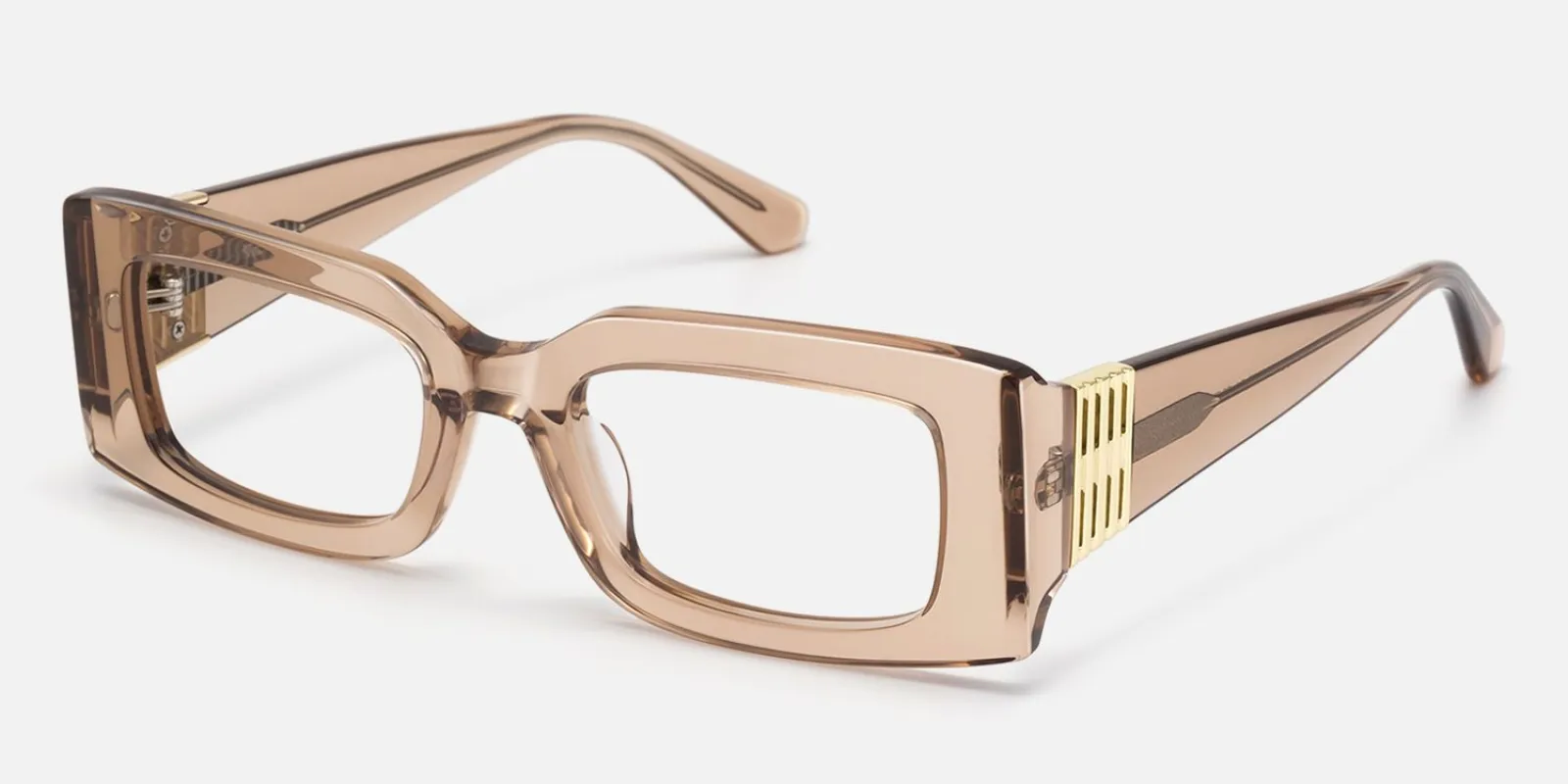 Aurelia - Rectangle Champagne Eyeglasses made by Vooglam