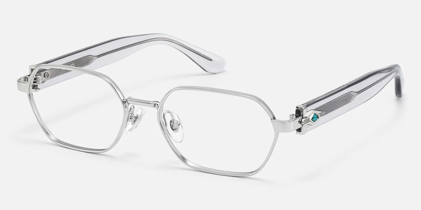 Orion - Geometric Silver Eyeglasses made by Vooglam