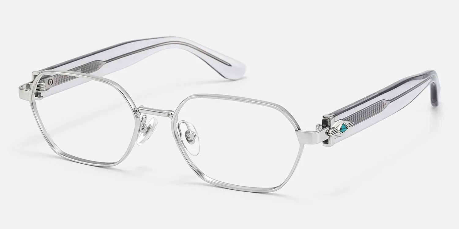 Orion - Geometric Silver Eyeglasses sold by Vooglam product image thumbnail 2