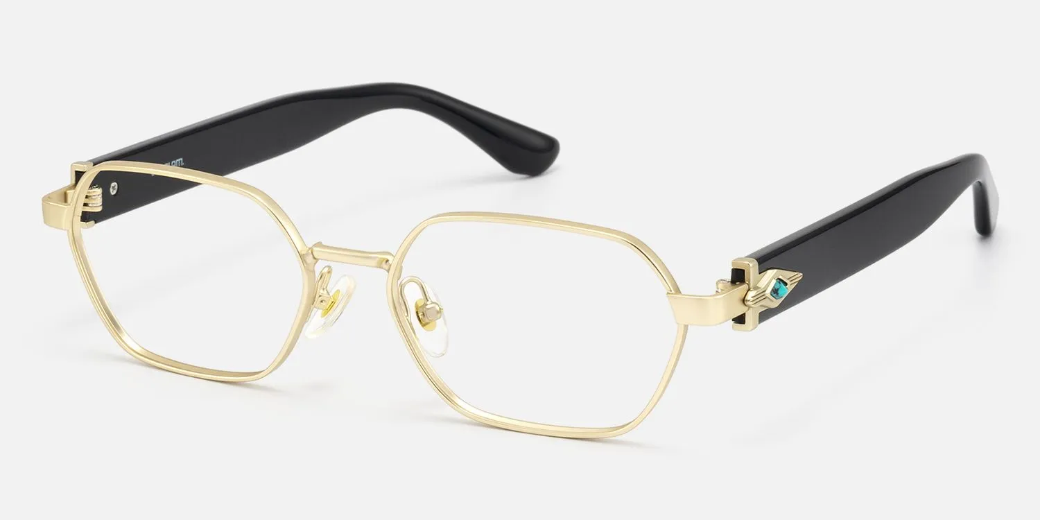 Orion - Geometric Gold Eyeglasses sold by Vooglam