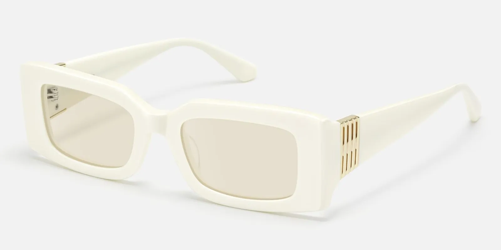 Aurelia - Rectangle White Sunglasses made by Vooglam