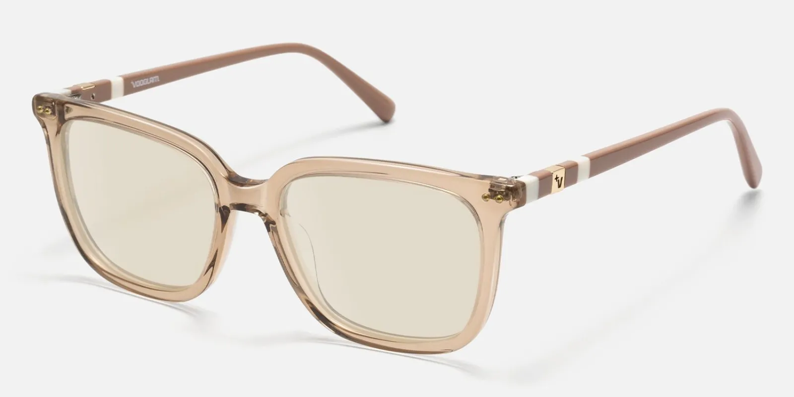 Terra - Square Champagne Sunglasses made by Vooglam