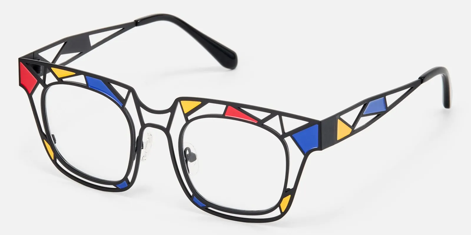 Mondrian - Square Black Eyeglasses made by Vooglam