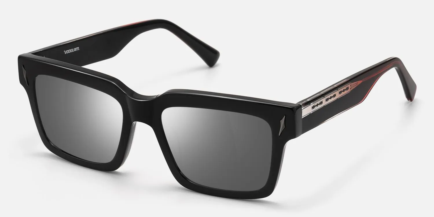 Razor - Rectangle Black Sunglasses sold by Vooglam
