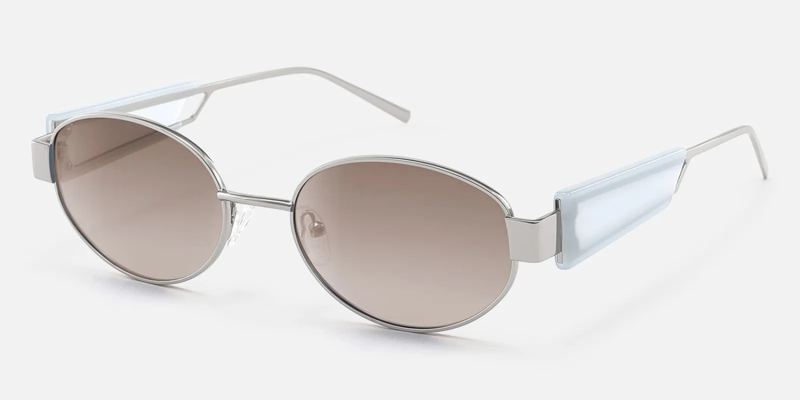 Ember - Oval Silver Sunglasses made by Vooglam