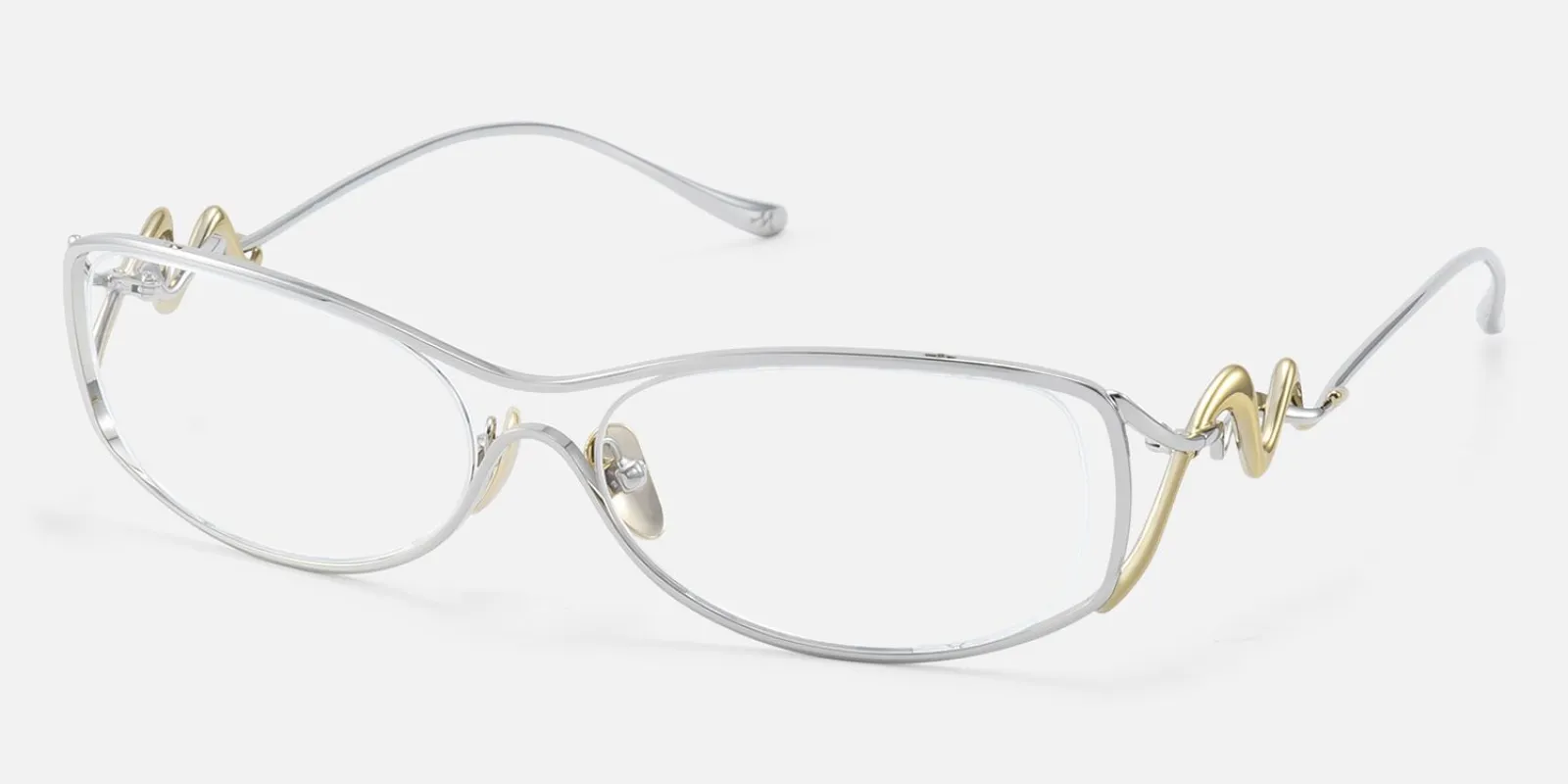 Okinawa - Rectangle Silver Eyeglasses made by Vooglam