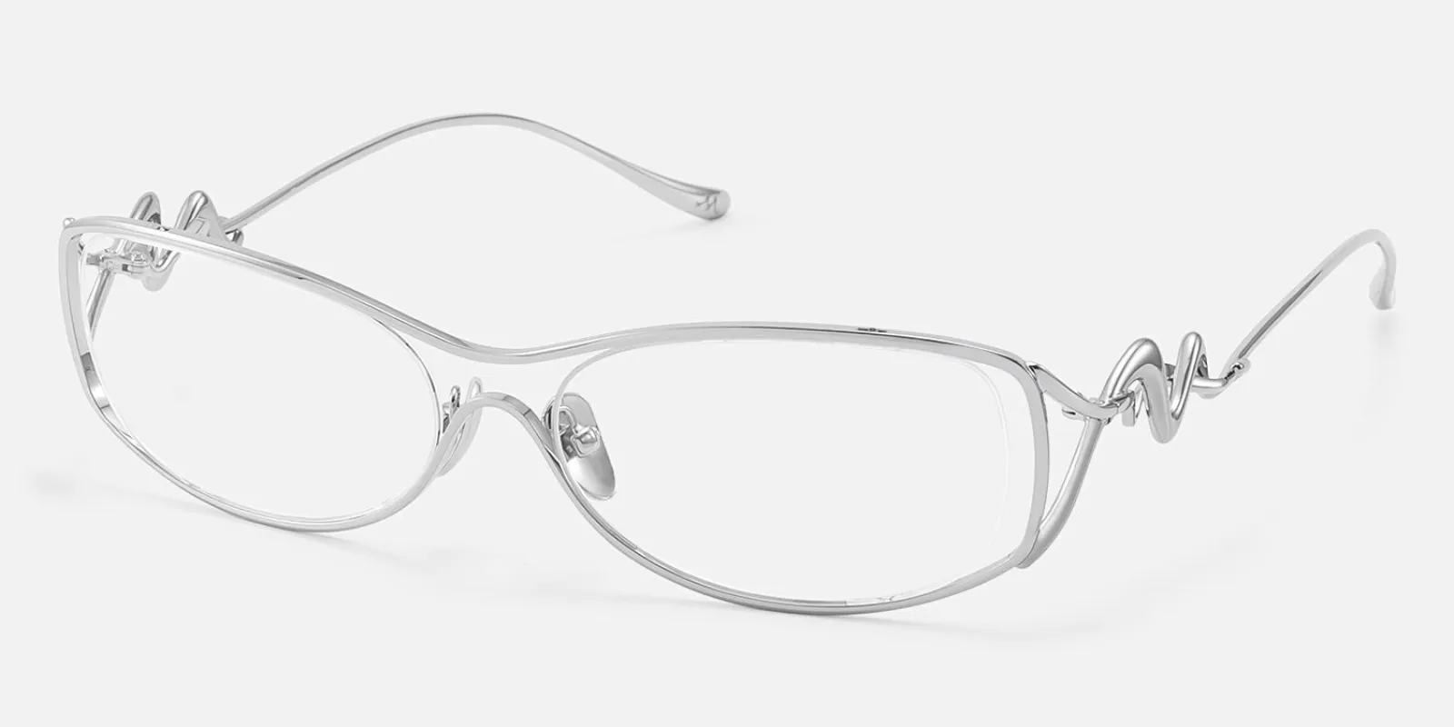 Okinawa - Rectangle Silver Eyeglasses made by Vooglam