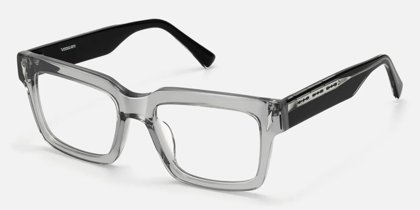 Razor - Rectangle Silver Eyeglasses made by Vooglam