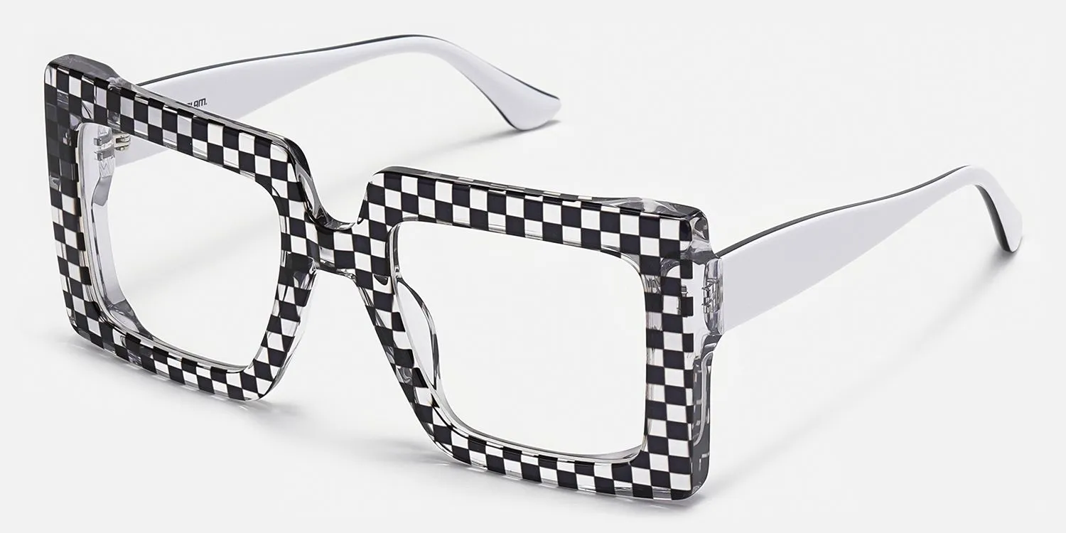 Ferial - Square Black & Crystal Checkered Glasses sold by Vooglam product image thumbnail 2