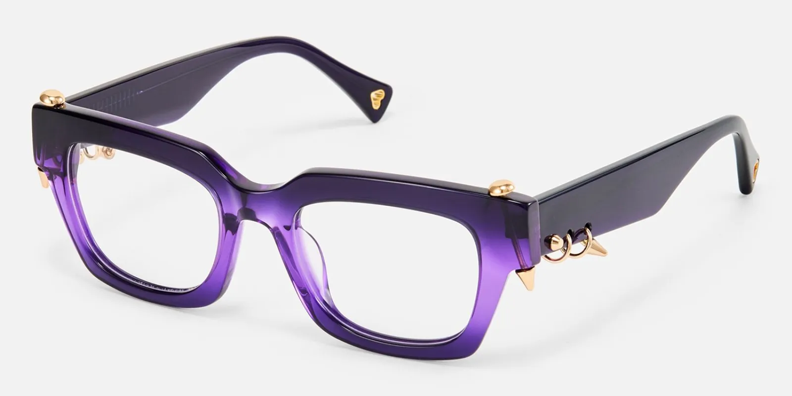 Sabrina - Rectangle Purple Eyeglasses made by Vooglam
