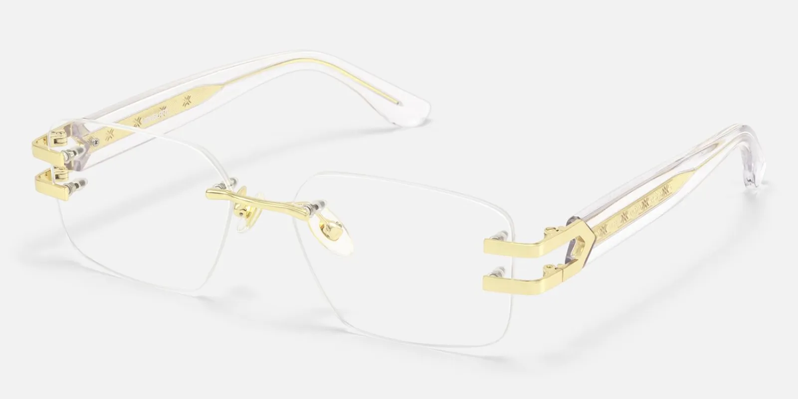 Aurum - Rectangle Gold Eyeglasses made by Vooglam