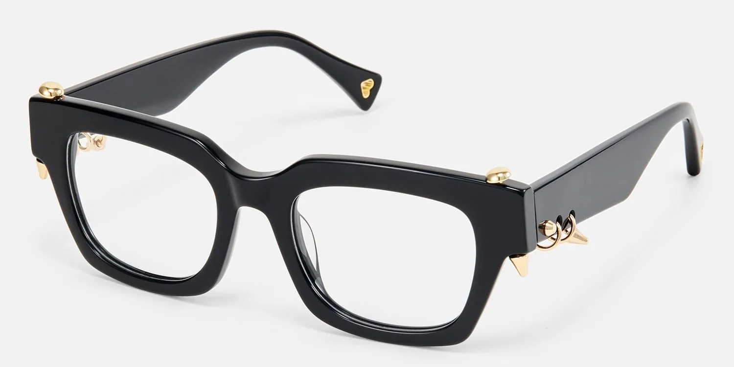 Sabrina - Rectangle Black Eyeglasses sold by Vooglam