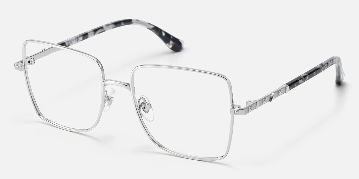Devereux - Square Silver Eyeglasses sold by Vooglam