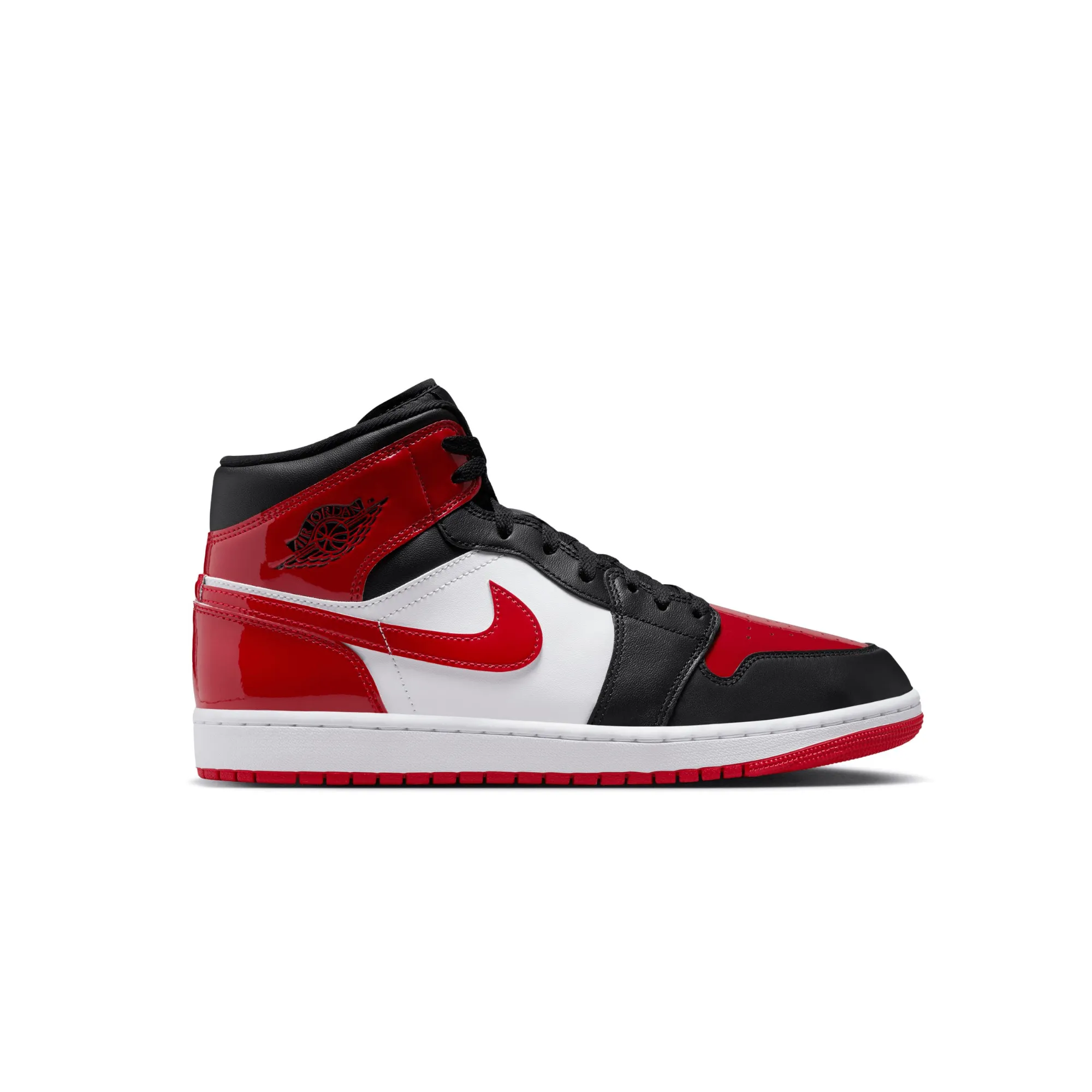 Air Jordan 1 Mid Patent Bred Toe SE sold by Grinmore