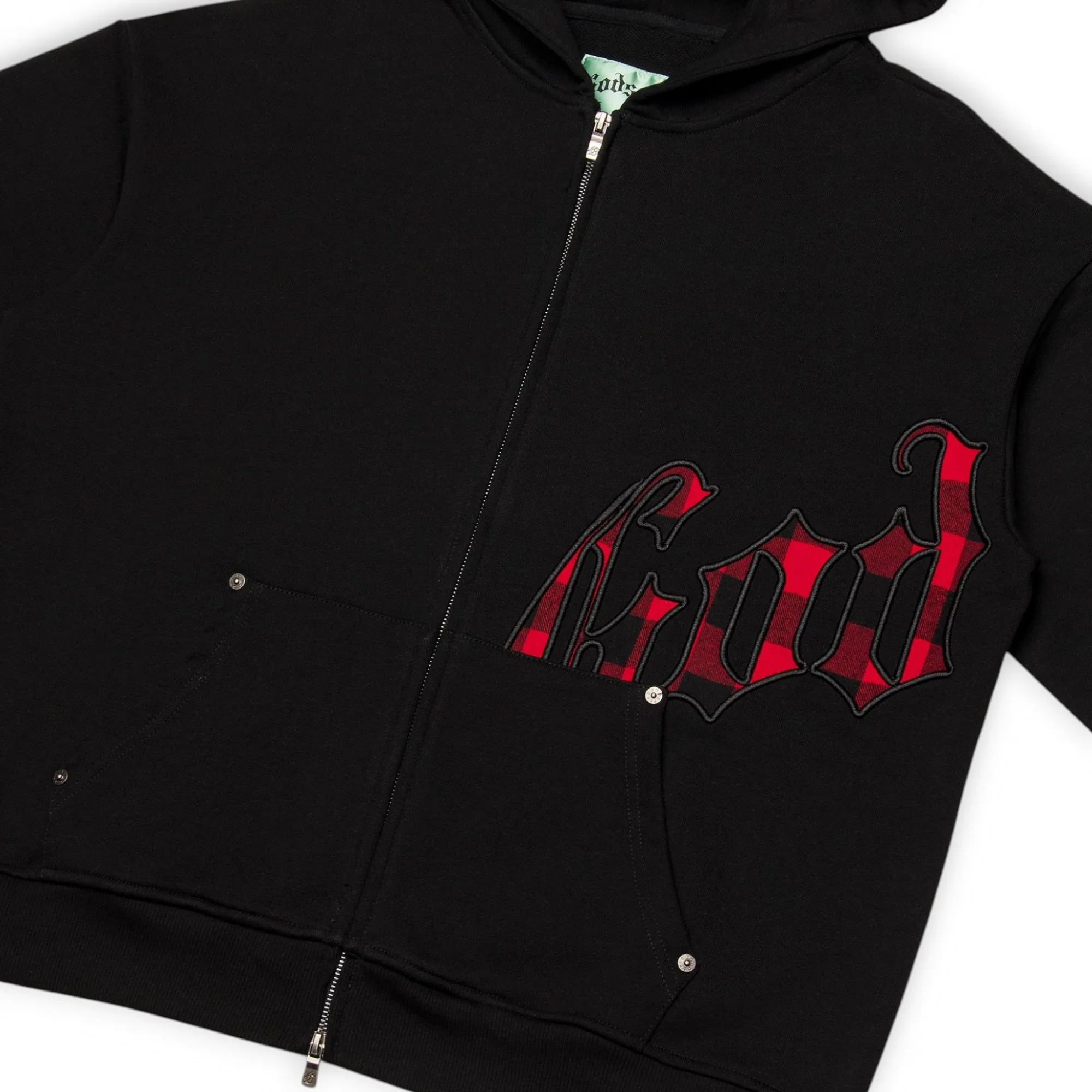OG Logo Hoodie Black Red Plaid sold by Grinmore product image thumbnail 3