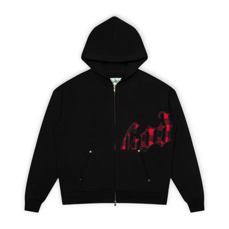 OG Logo Hoodie Black Red Plaid sold by Grinmore