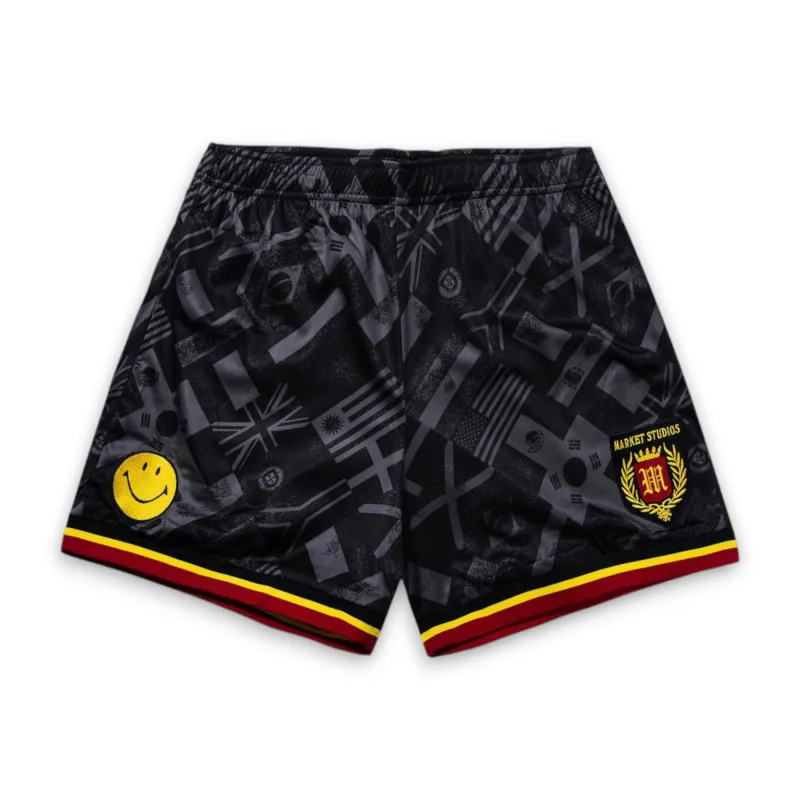 Smiley International Flags Soccer Shorts made by Market