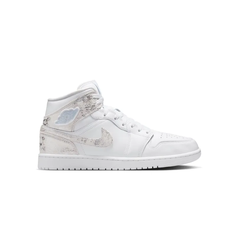 Air Jordan 1 Mid Distressed White Field Silver SE made by Jordan