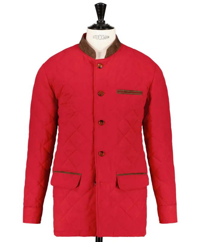 Red quilted Alexander jacket made by Berteil