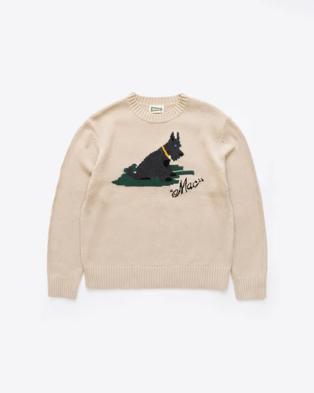 The Scotty Dawg Sweater in Sand sold by Manresa