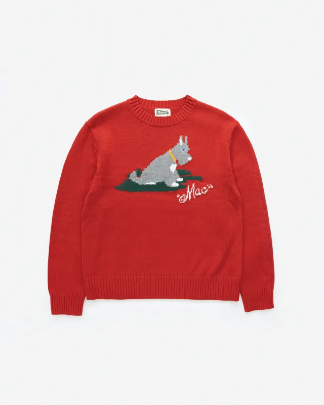 The Scotty Dawg Sweater in Scarlet sold by Manresa