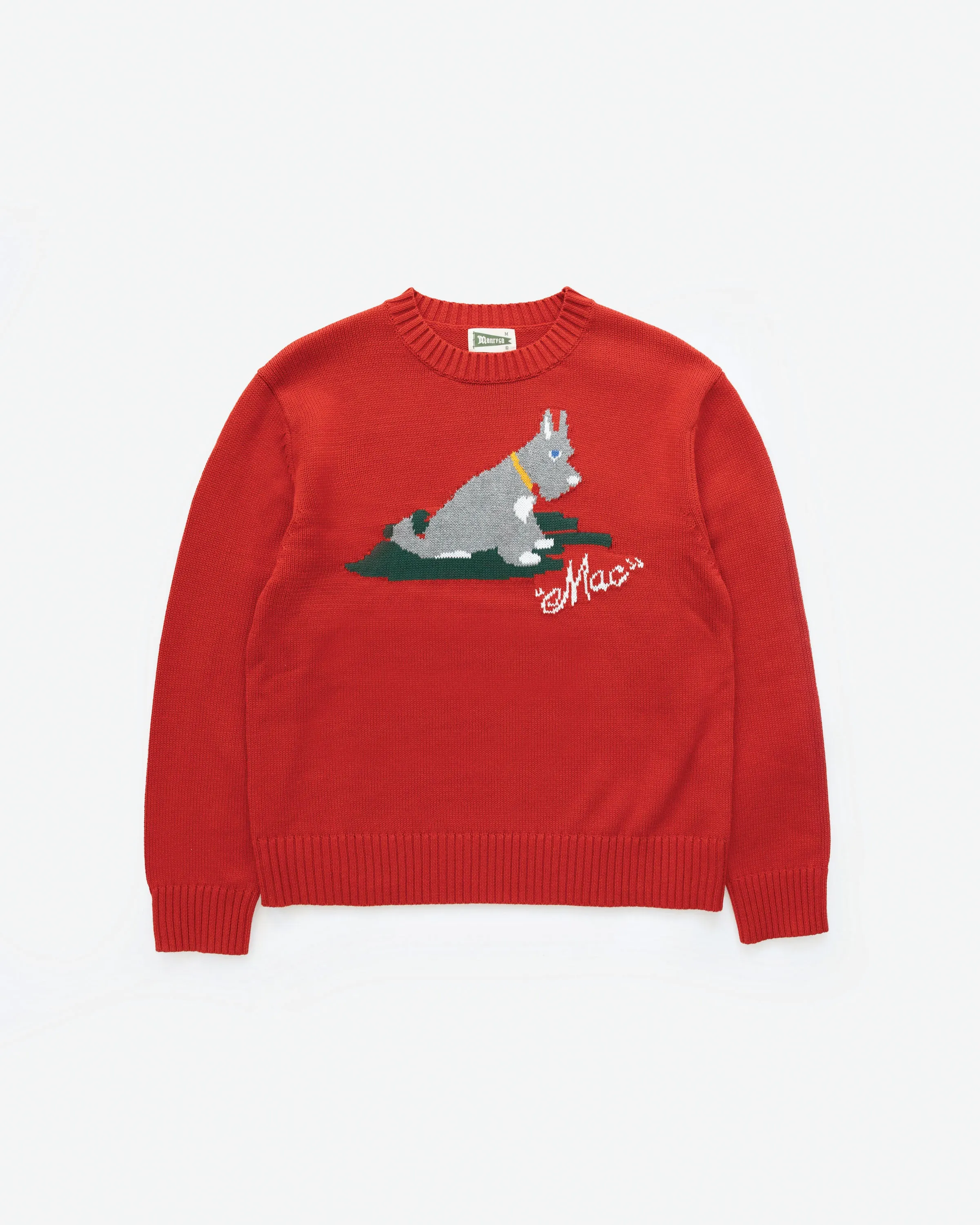 The Scotty Dawg Sweater in Scarlet sold by Manresa