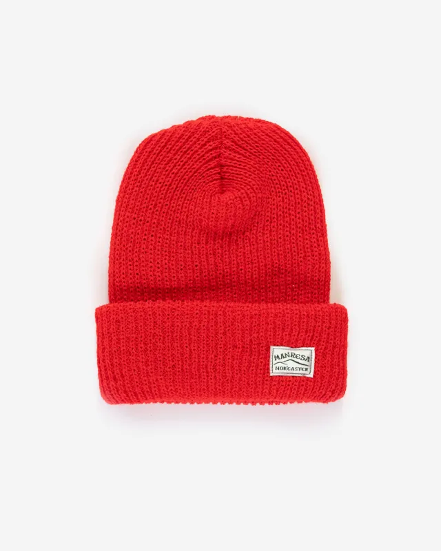 The Watch Cap Beanie in Scarlet sold by Manresa